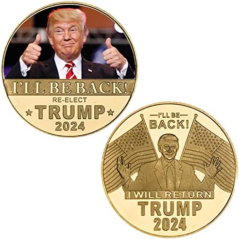 Набор от златни монети на Доналд Тръмп WR 2024 в Полето, Позлатена са подбрани монета 45-ти Президент на Съединените Щати (5 бр)