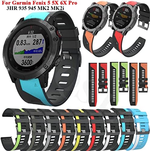 EEOMOiK Спортен Силиконов каишка за часовник Garmin Fenix 6X6 Pro 5X5 Plus 3 HR Smartwatch 22-26 мм EasyFit быстроразъемный гривна (Цвят: