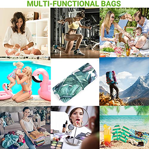 visesunny Модерна чанта от палмови листа, 2 бр., с джобове с цип, Моющаяся, Множество, Голям за Пътуване, плаж, басейн, детска градина, колички,