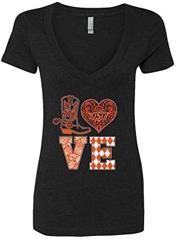 Тениска с изображение на Каубои щата Оклахома с фанатским принтом - Дантелено сърце Love Boot - If32-Ic32-Ds37