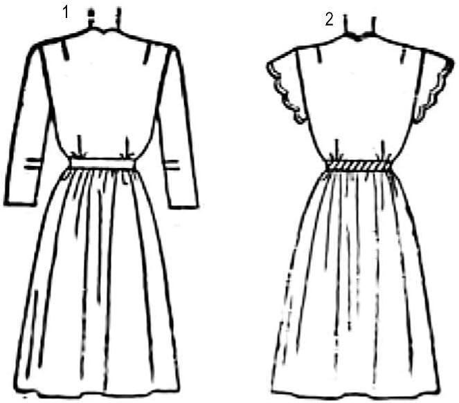Чаено рокля с шарките на 1940-те години, красива фестончатым модел отпред - Размер: 12 (ретро размер) на гръдния кош: 30 инча (76,2