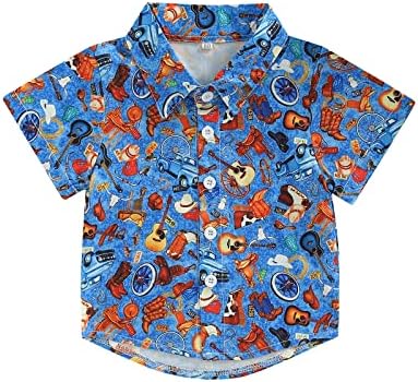 Риза с копчета За по-Малките Момчета, Тениска С Къс ръкав, Блузи, Ежедневни Тениска в Ковбойском Стил В Западен Стил, Летни Дрехи