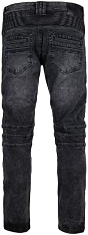 Байкерские дънки RAW X Men ' s Slim Skinny & Standard Fit, Удобни Ластични Дънкови панталони Moto Wash Rip с ожулвания, Moto 99119-Черно