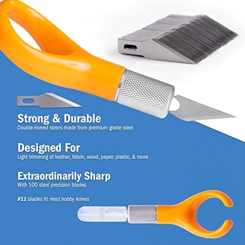 Комплект ножове за върховете на пръстите си WA Portman - Ергономичен набор от ножове за бродерия с ножове за пръстите и 100 сменяеми