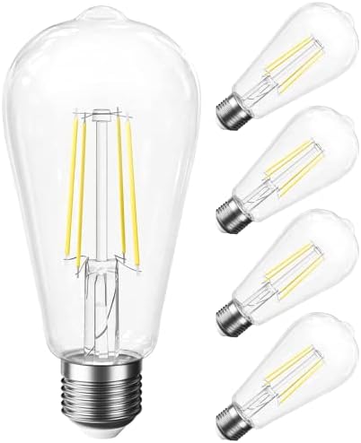 Led Лампа SHINESTAR 4-Pack E26 мощност 60 W, с регулируема яркост, Реколта Крушка на Едисон, кристално Бял цвят 4000 До