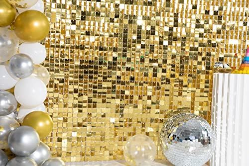 Кейт 24 бр./компл. В Събирането на Светло Блестящи Златни Пайети, с монтиран на стената Фон на Панела Блестящо Реквизит за Снимки за Рожден