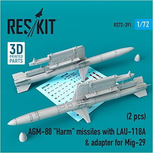 レスキット (пакет от ресурси) Lesskit RSK72-0391 1/72 АГМ-88 вреда и на радар ракети, Лау-118 с пилоном за стартиране на самолети