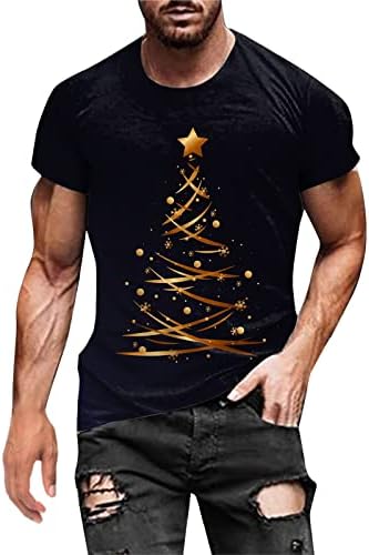 XXBR Коледни мъжки тениски, Солдатские Блузи с къс ръкав, 3D Коледен принт под формата на Снежинки и Дърво, вечерни графични Тениски Slim Fit Muscle