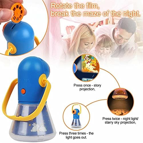 Многофункционално фенерче, за да проекция на парцела, Проектор за детски сън, 8 филма с Приказки, 64 слайда, лека нощ с ключа