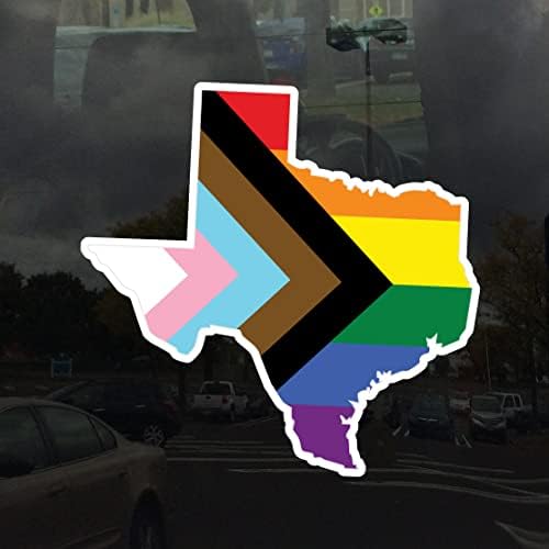 Приложимо Игра на думи Флаг Гордост за напредъка на щата Тексас - Ярко Статично стъкло - 4 инча