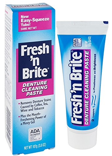 Комплект Паста За почистване на зъбни протези Fresh'n Brite С Футляром за Чаши За почистване на зъбни протези Dentu-Care С