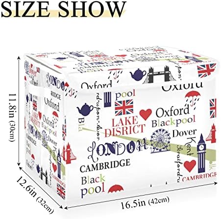 Кутии за съхранение с флага на Лондон innewgogo с Капаци за организиране на Cube Cubby с Дръжки От плат Оксфорд Кутия за съхранение на играчките