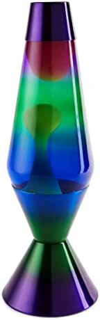 Лавовая лампа Spencer's Peacock | Многоцветен Рамка с ръчно Рисувани | Трицветна Глобус | Бистра Течност | Бял Восък |
