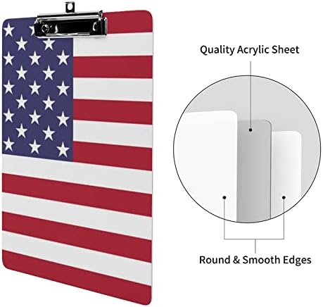 Флаг на САЩ Акрилни Клипборды с Низкопрофильным Щипка Сладък Клипборды Стандартен размер А4 за Офис срещи