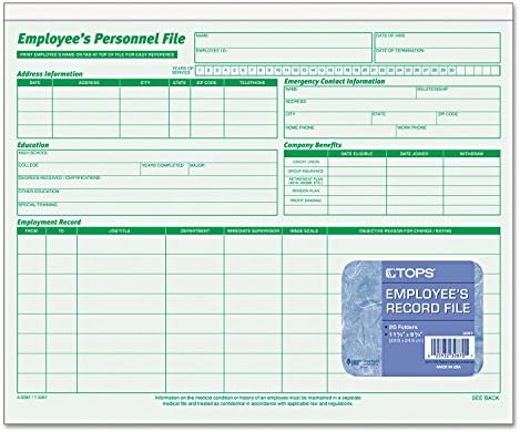 Горните папки за досиета на служителите 3287, 11-3/4 инча X9 1/2 инча, 20 бр/лот, зелен