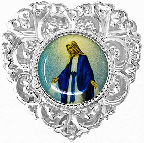 Сребърен Красива Ковчег за Четок, Богородица Благодат - Ковчег за Католическата Сърдечни Четок + Молитва картичка от Лурд