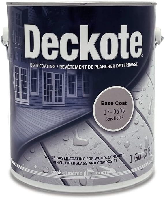 Deckote Base Coat Покритие на палубата обем 1 Галон Боя за палубата с защита от uv и водонепроницаемостью, Високоефективен акрилна боя
