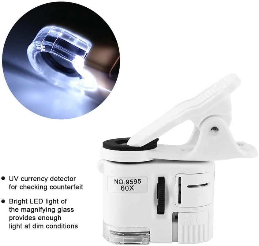 JIAMEI Дигитален Микроскоп 60X Увеличително Стъкло, LED UV-Лампа Мини Мобилен Телефон Клип Микроскоп Microscopio Бинокъла