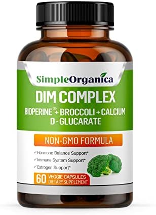 Проста добавка Organica ДИМ за жени и мъже, 300 мг с биоперином, Броколи, D-глюкаратом калций - Баланс на хормоните, Облекчаване на