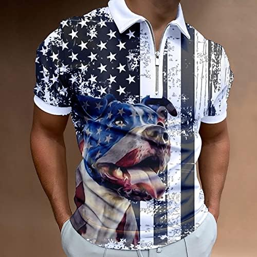 MIASHUI, свободна мъжки патриотическая риза с къс ръкав и американския флаг, памучни тениски с отложным яка на 4 юли, памучни