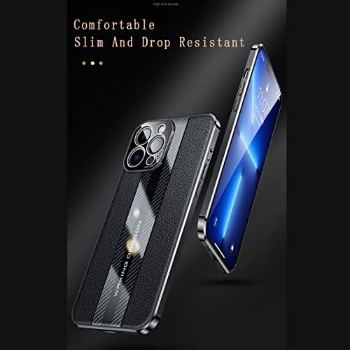 Калъф за телефон LONUO от кожа + въглеродни влакна, който е съвместим с OnePlus 9R, със защитата на фотоапарат, устойчив на удари Защитен