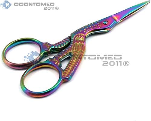OdontoMed2011 /Партида от 3 теми, Многоцветни Ножици за бродерия под формата на Рейнбоу Щъркел 3.5 с формата на Птица, Инструменти