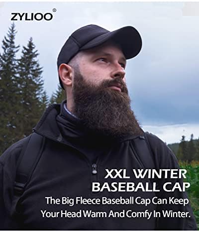 Вълнена бейзболна шапка Zylio XXL Оверсайз, Зимни бейзболна шапка, с Мека структура, Регулируем Топла Шапка за Големи Голове