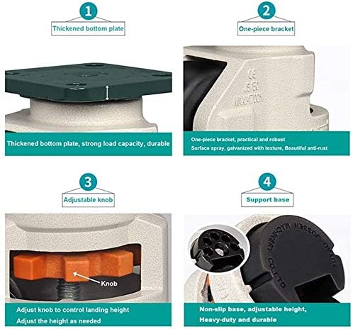 NIANXINN 4 Опаковки Трайни Промишлени колелце за тежки условия на работа, Регулируеми / Безопасни, Въртящи се на 360 °, за работилници