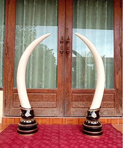 Произведение на изкуството от смола, Една Двойка на Големи Слонове от Изкуствена Слонова кост за Домакинство, Светилища, Декор Олтара, Подарък
