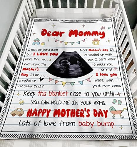 Одеяло на Първия ден на майката, Произведено по поръчка на Одеало за сонограммы дете, Одеало за бременни, Персонализиран Подарък за Слушане