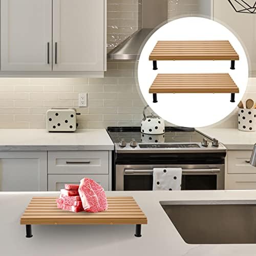 Hemoton Дървени Кухненски Рафт За съхранение на Дисплея: Дървени Рафтове на гардероба, Кухненска Стойка за подправки, Стелажи за съхранение