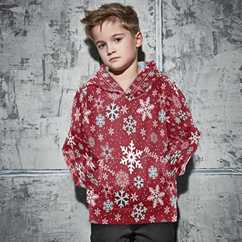 Plaaee/Пуловер с Качулка за Момчета и Момичета, Блузи, Весела Коледна Ежедневни Hoody с Качулка и Джобове във формата на Снежинки XXS