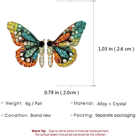 SMALLLOVE Обеци-Карамфил от Пеперуда, за Жени и Момичета, Цветни Обеци Ръчно изработени с 3D Кристали, Страхотни Обици с Животни,