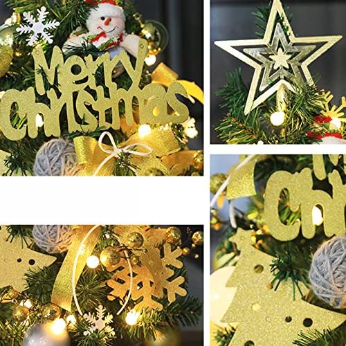 Коледно Дърво със светлини, Мини-Коледа Орнамент, Топло бели светодиоди, Десктоп Украса за вътрешно и Външно ползване за Коледното Домашни