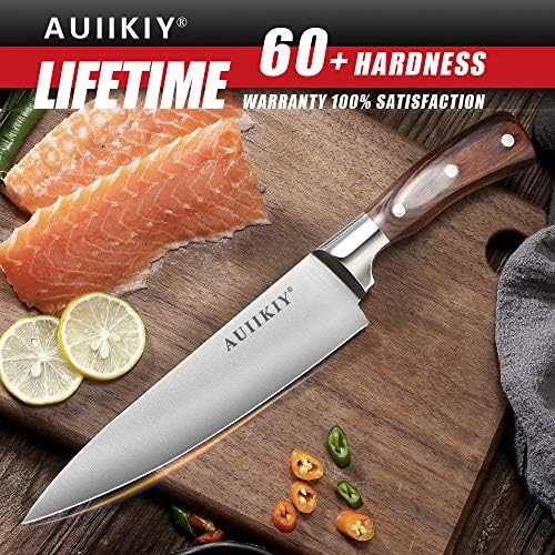 OWUYUXI Професионален Нож на главния готвач 8 Инча, Кухненски Нож от неръждаема стомана AUS-10V Супер, Нож на главния готвач с ергономична