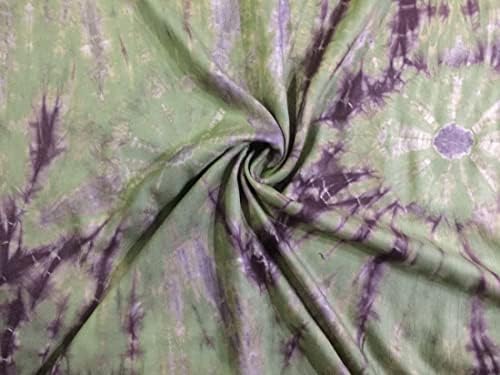 Боя за равенство Tencel Dobby със зелен и лилав принтом ширина 58 см продава се двор