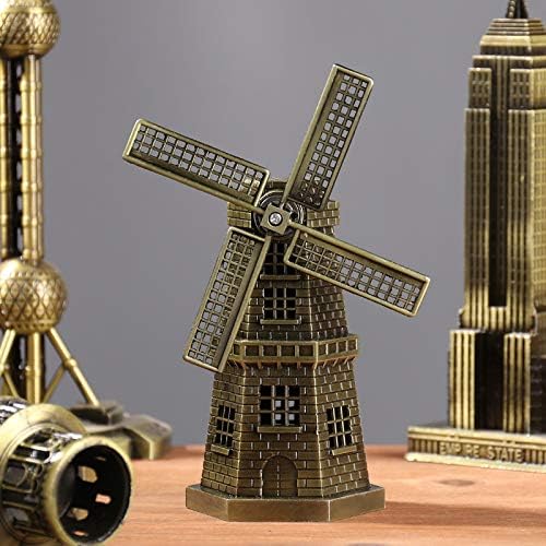 zhangruixuan-Shop 一件欧式复古金属工艺品荷兰风车模型摆件 创意家居装饰办公桌面摆设(图片仅供参考，产品可选，默认随机发货)
