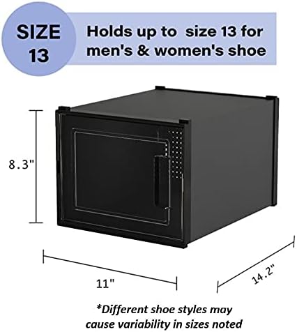 East Loft 6 Опаковки, много голяма черна Пластмасова кутия за обувки, Органайзер за съхранение - Штабелируемая, дишаща, откриване отпред задвижваната