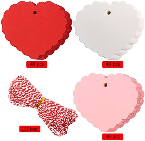 Подарък Тагове DIYASY Valentine Heart, 120 броя, Висящи Етикети от крафт хартия на Прочетеното за Опаковане на подаръци за
