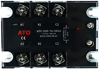 Твердотельное реле ATO, фаза 3, SSR-100AA AC-AC (вход 70-280 ac, изход 24-480 ac) с радиатор, 100A