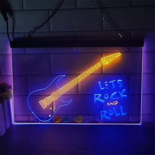 Неонова реклама с DVTEL Guitar, Обичай Led Нощни Лампи, Акрилни Неонови Лампи, Стенни Светещ Знак, 40x30 см, Бял, Червен