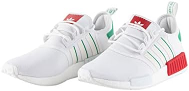 Мъжки маратонки adidas Originals NMD-R1 – Закопчалката на дантела – Мек език и яка – горна част от текстил Бял / Не е съвсем бял/Зелен