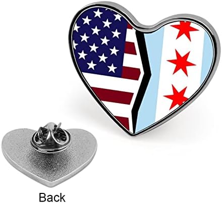 Американски и Чикаго Флаг, Брошка във формата на Сърце, на Жени, Мила Жени за Вратовръзка с Ревери, Иконата за Костюм, Аксесоар