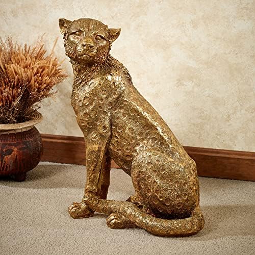 Първокласна Скулптура Леопард Зверче от Состаренного злато - От смола - Африкански животни Статуи, Домашни Скулптури за