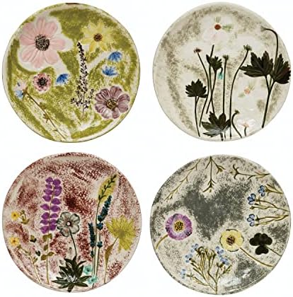 Креативен Кооперативна Керамични декор с ръчно рисувани под формата на цветя, Комплект от 4 вида чинии, 8 L x 8 W x 1H, Многоцветен