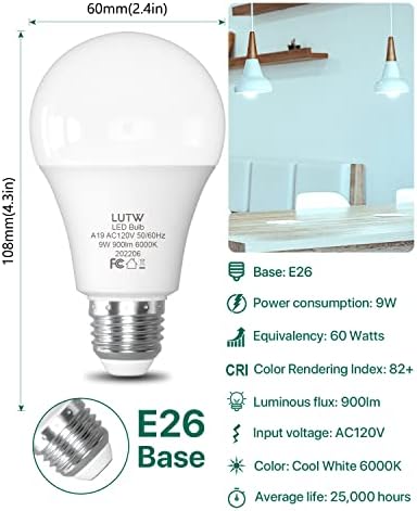 Led лампи LUTW капацитет от 60 Вата в еквивалент на стандартната led лампа на 900 Лумена, на база E26 с мощност 9 W, студено