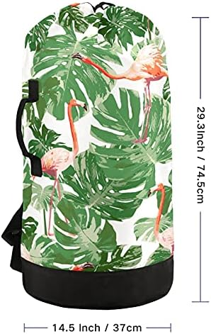 Чанта за дрехи с тропически зелени листа, Фламинго, Тежка Раница за дрехи с плечевыми ремъци и дръжки, Пътна чанта за дрехи с цип