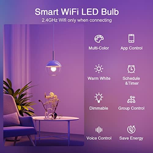 Интелигентни електрически крушки Ghome, Led лампа A19 E26, с променящ се цвят, Работи с Alexa, Google Home, приложение и