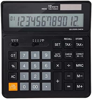 Калкулатор QUUL Проверете 120 стъпки Черно-Бял 12-цифров Настолен калкулатор на финансите за бизнеса и офиса с двойно електрозахранване (Цвят:
