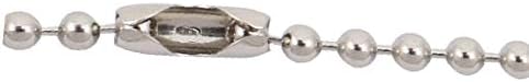 X-DREE Метална закопчалка Ключодържател-верига с топки от Сребрист цвят с Диаметър 2,4 мм, дължина 60 см (метално окачване